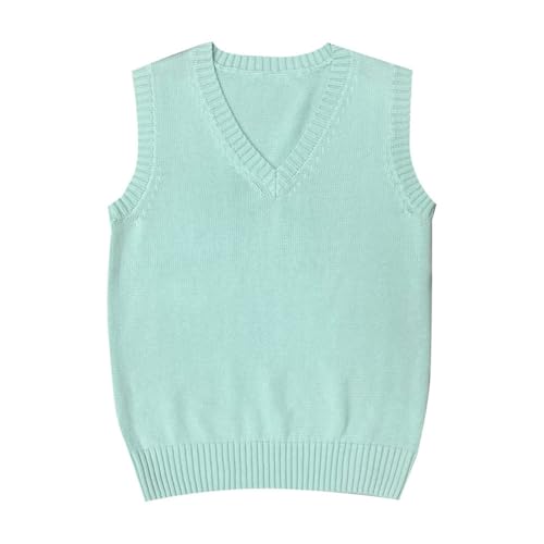 Image of Men Women Knitted Cotton V-Neck Vest JK Uniform Pullover Sleeveless Sweater School Cardigan