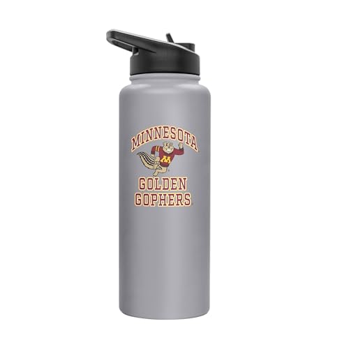 Image of Logo Brands NCAA Minnesota Golden Gophers Athletic 34 oz Stainless Steel Quencher Bottle - Double-Wall Insulated, No-Spill Lid, Easy Carry Handle - Keeps Drinks Cold For Hours