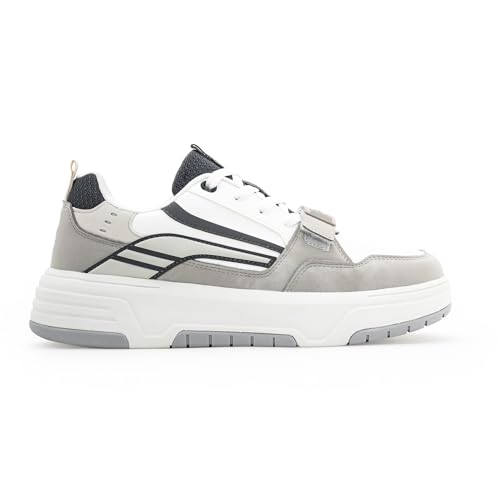 Image of Red Tape Men's Sneakers Grey Pu Round Toe Lace-Up