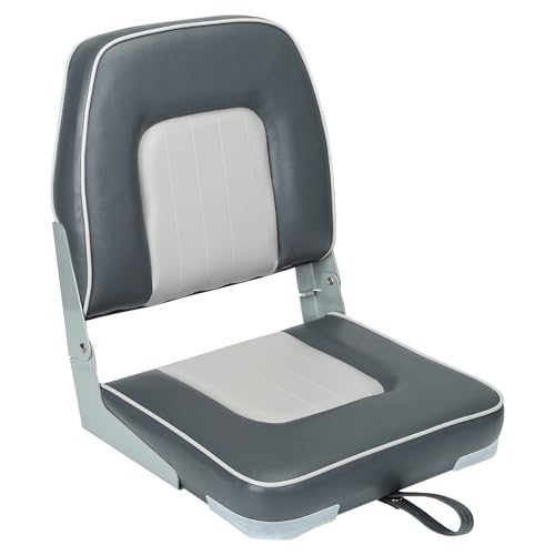 ERGOSEAT Classic Low Back Fishing Boat Seat with Backrest Folding Boat Chair Marine Bass Jon Boat Seats