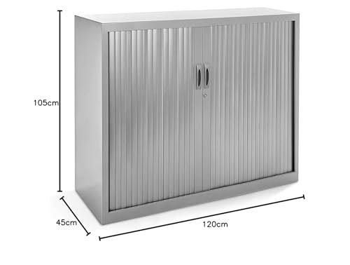 Rocada | Armario Metálico | Armario archivador Muebles Oficina | Puertas de persiana y Estantes de Altura Ajustable| Armarios con Cerradura | 120x45x105 cm - Gris - imagen 3