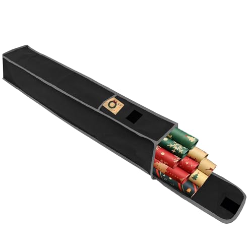 Rangement Pour Papier Cadeau 1 Pièces - 600D Imperméable Sacs de Rangement Pour Rouleaux de Papier de Noël, Organiseur avec Poche Avant sacs en Papier Cadeau, 78 x 13...