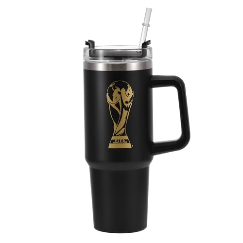 Wagon International Official FIFA World Cup 2026 Edition - 30oz Insulated Double Tumbler W/Handle & Straw - Premium Stainless Steel- Handwash Only - Keep Beverages Hot 12 hr/Cold 24 hr - Black