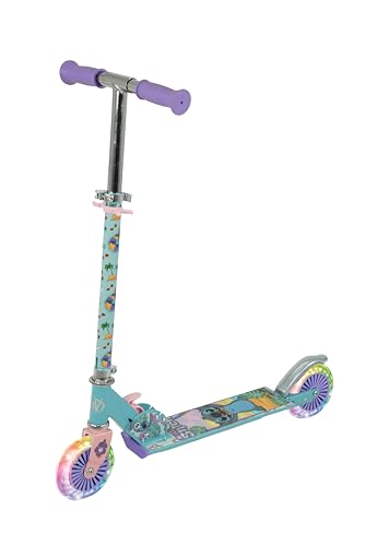 Stitch - Patinete Infantil para niñas y niños, Plegable, para niños y niñas, Patinete Iluminado Ajustable, Ruedas iluminadas, 58 x 30 x 80 cm