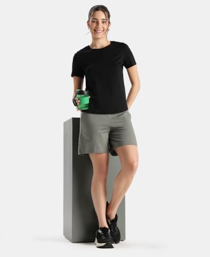 Image of Jockey AW23 Women Super Combed Cotton Rich Regular Fit Shorts with Side Pockets