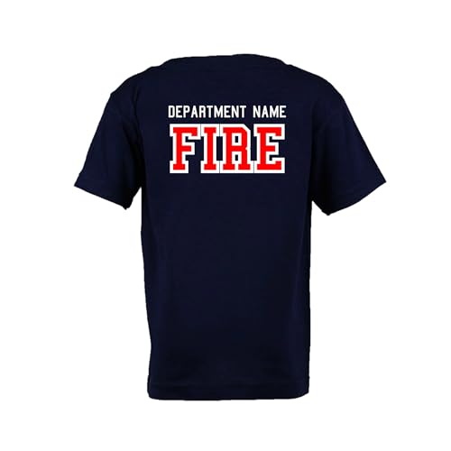 Firefighter Red Maltese Cross Personalized Navy Toddler Shirt Only3