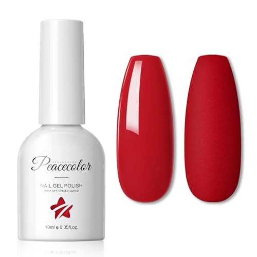 Peacecolor Esmaltes Semipermanentes para Uñas Rojo 10ML, Esmalte Uñas Pintauñas Semipermanentes Gel Nail Polish Art para Principiantes Manicura y Pedicura en casa