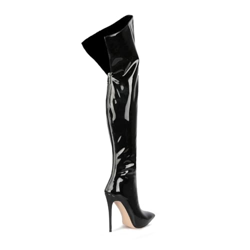 Image of Thigh high boots for women striped Back zipper Burgundy Zebra Print Over the knee Sexy gold white pointed toe Cow Print leopard Magenta stiletto heel