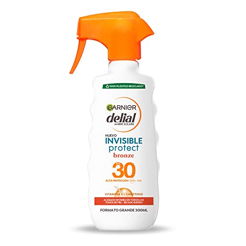 GARNIER DELIAL Spray Solar Alta Protección FPS30 Invisible Protect Bronze con Vitamina E, Acabado Invisible En Todos Los Tonos De Piel Spf30 300 ml