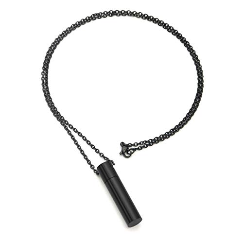 Jovivi Stainless Steel Memorial Jewellery Ash Urn Pendant Cylinder Chain Capsule Pendant Necklace Women Men Memorial Gift
