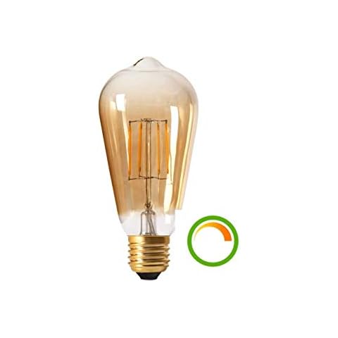 KosiLight - Elongated LED Filament Bulb E27 8W - Amber - 220/230V 50/60Hz - - IP20 - A Cover