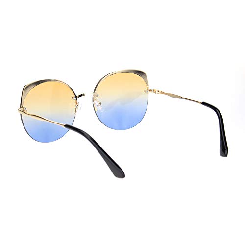 SA106 Womens Exposed Edge Round Cat Eye Brown Half Rim Sunglasses4