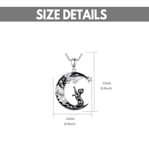 Cat Necklace for Women, Moon Pendant for Her, Gothic Necklace Crescent Jewelry Gifts 18+2 Inch4