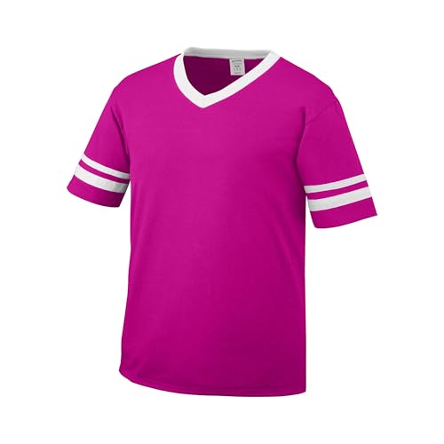 Augusta Sportswear Boys' Standard Youth Sleeve Stripe Jersey, Power Pink/White, Small