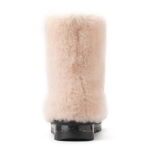 LITVIN Handmade pale pink real sheepskin fur boots for girls Kids mukluks Mouton fur boots children4