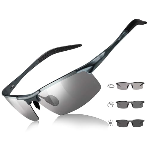 Image of TJUTR Mens Photochromic Sunglasses Day & Night Driving Z87 Sun Glasses Polarized UV400 Protection Safety Glasses