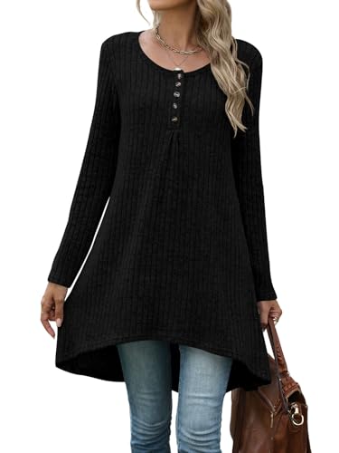 Naggoo Long Tunic Tops for Women for Leggings Long Sleeve Henley Shirts High Low Fall Sweaters M-3XL3