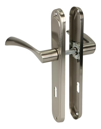 MonJar Türgriff Langschild Türbeschlag Drückergarnitur Türklinke Satin (BB-Buntbart)-72mm