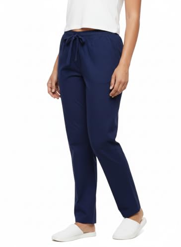 Image of Women's Cotton Linen Solid Lounge Bottom Plus Size Pant Pyjamas for Women Sleepwear Regular Fit Casual Trousers