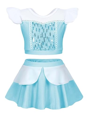 Image of 2PCS Girls Princess Swimsuit Two Piece Toddler Bikini Set Ruffle Bathing Suit Swim Wear Dress Up, 7-8 Years