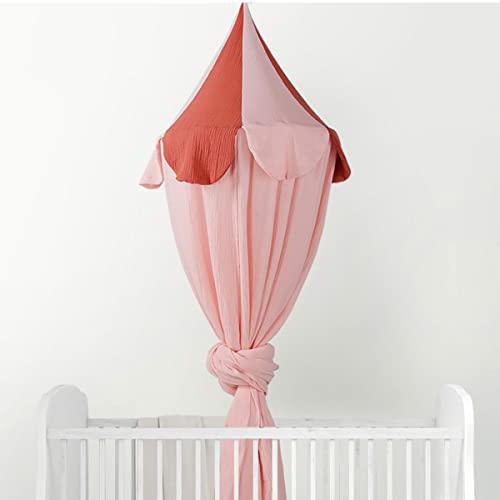 Shyneer Cielos de Cama para Niño, Algodón Cielo de la Cama,Mosquitera de Algodón Niño, Cielo de Cama para Niños Sala de Lectura, Decoración de Dormitorio (Tela de Algodón, Rosa)