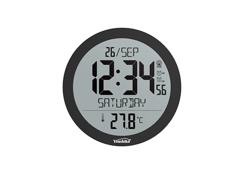 Youshiko Large 20cm Radio Controlled Wall Clock (UK & Ireland Version/Premium Quality/Clear Display) Large Round Temperature display