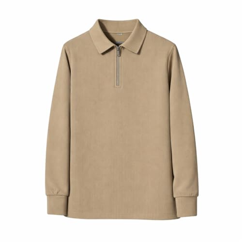 Image of Mack Jonney Men's Premium Ribbed Half-Zip Polo T-Shirt | Long Sleeve Soft Stretch Fabric | Stylish Casual & Smart Wear Top-M6814