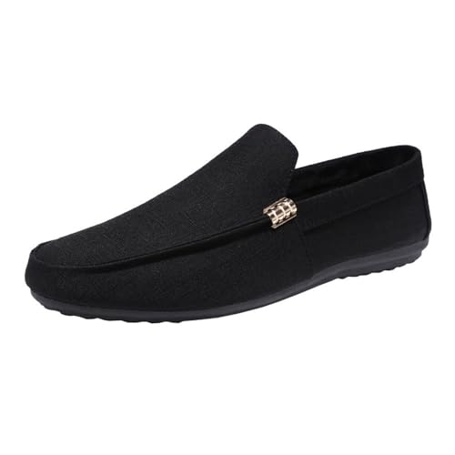 Mens Loafers Round Toe Solid Color Cloth Shoes Anti-Slip Flat Heel Lightweight Casual Slip-ons
