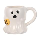LABRIMP Taza de Cerámica Halloween con Calabaza y Fantasma Taza Espeluznante para Café y Té para Fiestas de Cumpleaños y Bodas de Otoño