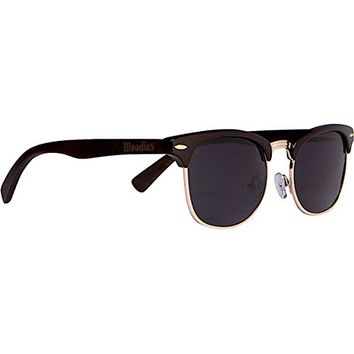 Woodies Half-Rim Ebony Wood Sunglasses with Black Polarized Lenses