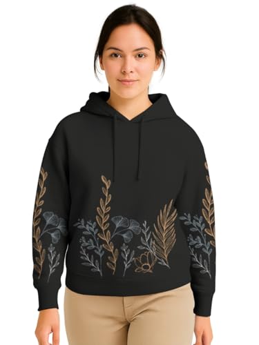 Image of HELLCAT Trendy Cotton Blend Hoodie for Women | Stylish Winter Hooded Sweatshirt for Women