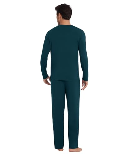 WiWi Men's Viscose from Bamboo Pajamas Set Lightweight Sleepwear Long Sleeve Crewneck Sleep Shirt and Long Pants S-XXL4