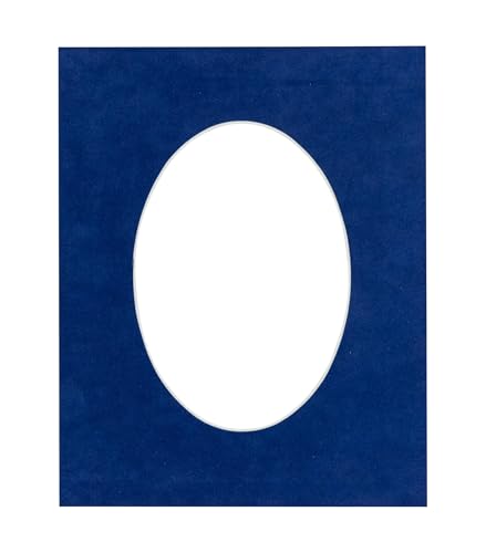 CountryArtHouse Brooke Blue Suede Acid Free 5x7 Oval Picture Frame Mat with White Core Bevel Cut for 4x6 Pictures - Fits 5x7 Frame - Pack of 1 Matboard Show Kit with Acid Free Backing & Clear Bag