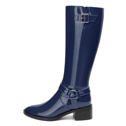 Women's Knee High Boots, Low Heels Side Zipper Boots, Solid Fashion Knee High Round Toe Boot for Women2