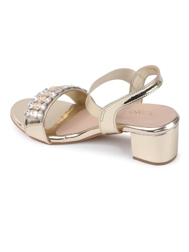 Image of iconics Women Glamorous block Heel Sandal with Crystal Embellishment