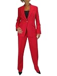 Paulo Due Women's 2 Piece Trouser Suit Fully Lined Blazer Ladies Formal Jacket and Trouser Suit for Office, Business - Red 8-20 (16)