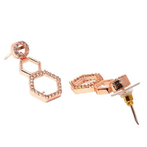 Rhodium-Plated Set: Diamond Necklace & Earrings