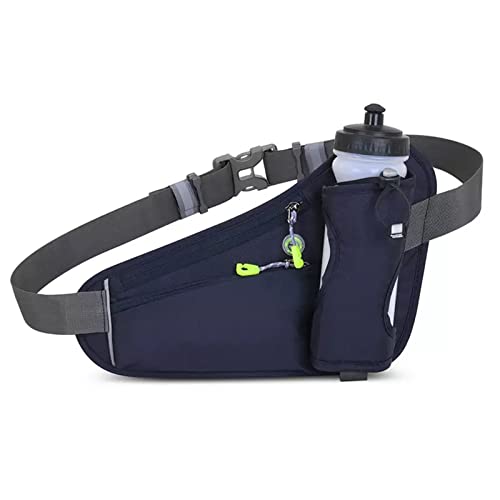 HOTEMIA Fanny Pack with Water Bottle Holder, Hydration Running Belt for Men Women Adjustable Strap Waist Bag Suitable for Hiking Running Walking Jogging Camping (Bottle Not Included)(Dark Blue)
