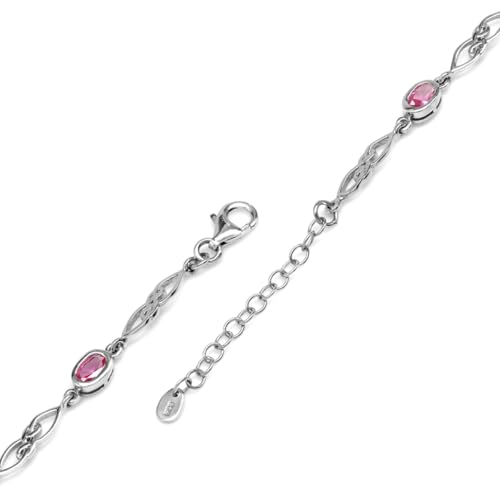 Image of Silvershake Birthstone Gemstones White Gold Plated or Yellow Gold Plated 925 Sterling Silver Scroll /Filigree Celtic Knot Weave 7.25 to 8.75 Inch with Adjustable Extension Bracelet Jewelry for Women