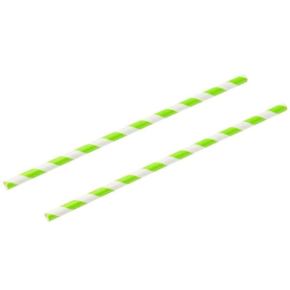 Lot de 10 000 pailles en papier vert et blanc 20,3 cm