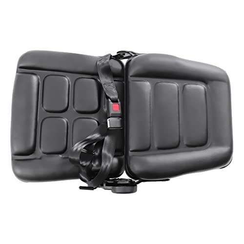 Black Universal Forklift Seat w/Safety Belt, Adjustable Full Suspension Seat Replacement Fits For Clark Cat Hyster Yale Toyota Mitsubishi