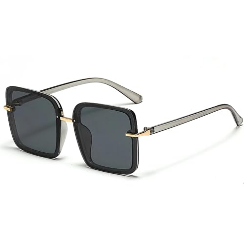 Lunettes de soleil rétro surdimensionnées unisexes à monture large vintage