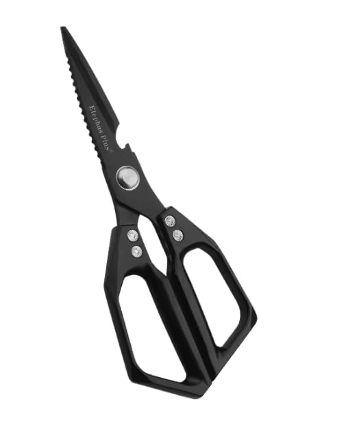 KOWT Stainless Steel Kitchen Scissors, Multi-Purpose Shears for Fish, Chicken, Vegetables, Black