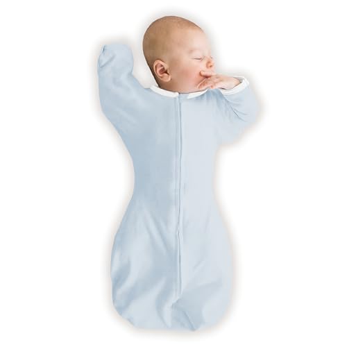 Image of SwaddleDesigns Organic Transitional Swaddle Sack, Arms Up Half-Length Sleeves & Mitten Cuffs, Most Gradual Transition Swaddle