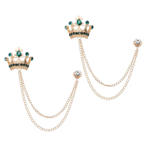 Image of PATIKIL Crown Hanging Chain Brooch Pins, Rhinestone Suit Pins Fashion Crystal Lapel Pins