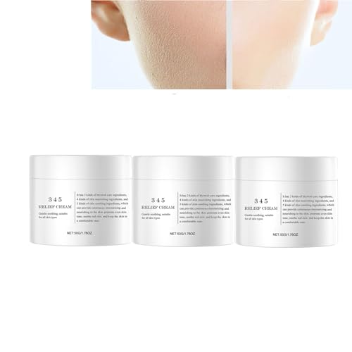 Crema 345 Relief, Crema reparadora intensiva 345, crema hidratante 345 para la cara, que suaviza la cara y suaviza la hidratación, para el acné y la piel aceitosa, para todo tipo de pieles (3
