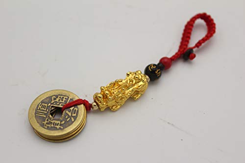 Obsidian Mantra Bead Gold Metal Dragon Pi Xiu Pi Yao 5 Emperor Coins