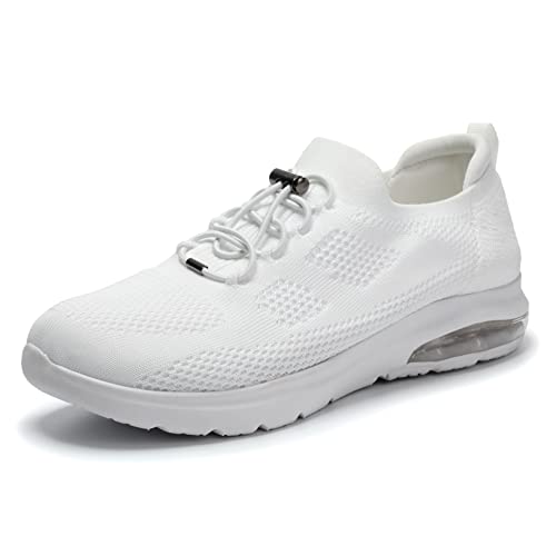 SIRUIYUAN Womens Walking Shoes Slip On Casual Mesh Comfortable Athletic Breathable Running Sneakers Lightweight Tennis Yoga Shoes (Color White Size 6)