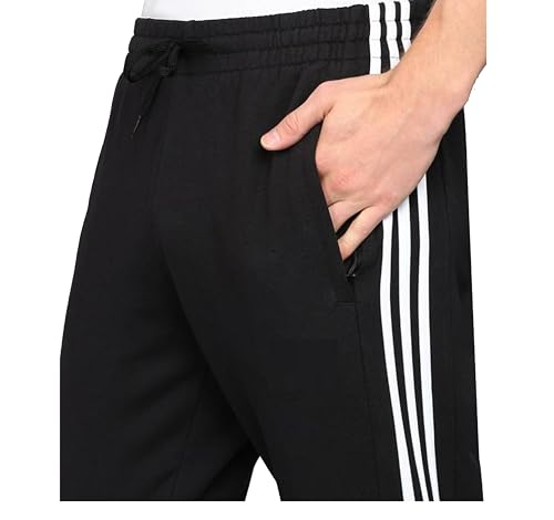 Image of Men's Black Track Pants with Side Stripes for Gym, 100 cm, Relaxed Fit