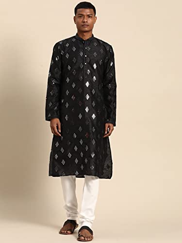 Image of Rajubhai Hargovindas Men's Jacquard Work Kurta Set